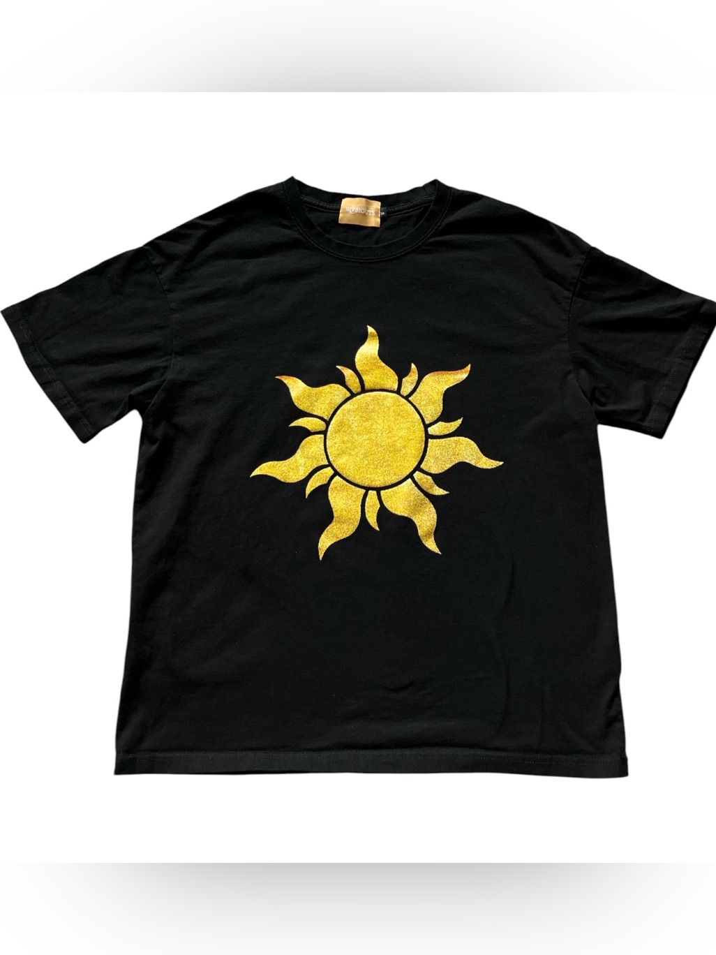 Womens Black Shortsleeve Tee With Gold Sun Graphic